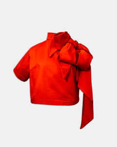Zora Bow Blouse in Red